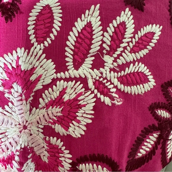 Tory Burch Theresa Hibiscus Embroidered Cotton Tunic Blouse Bright Pink Size 6 - Picture 13 of 13